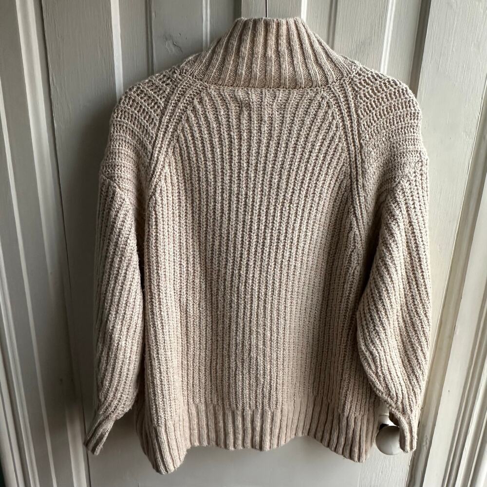 Anthropologie Maeve Funnel Neck Rib Knit Sweater Beige XS - Picture 4 of 8